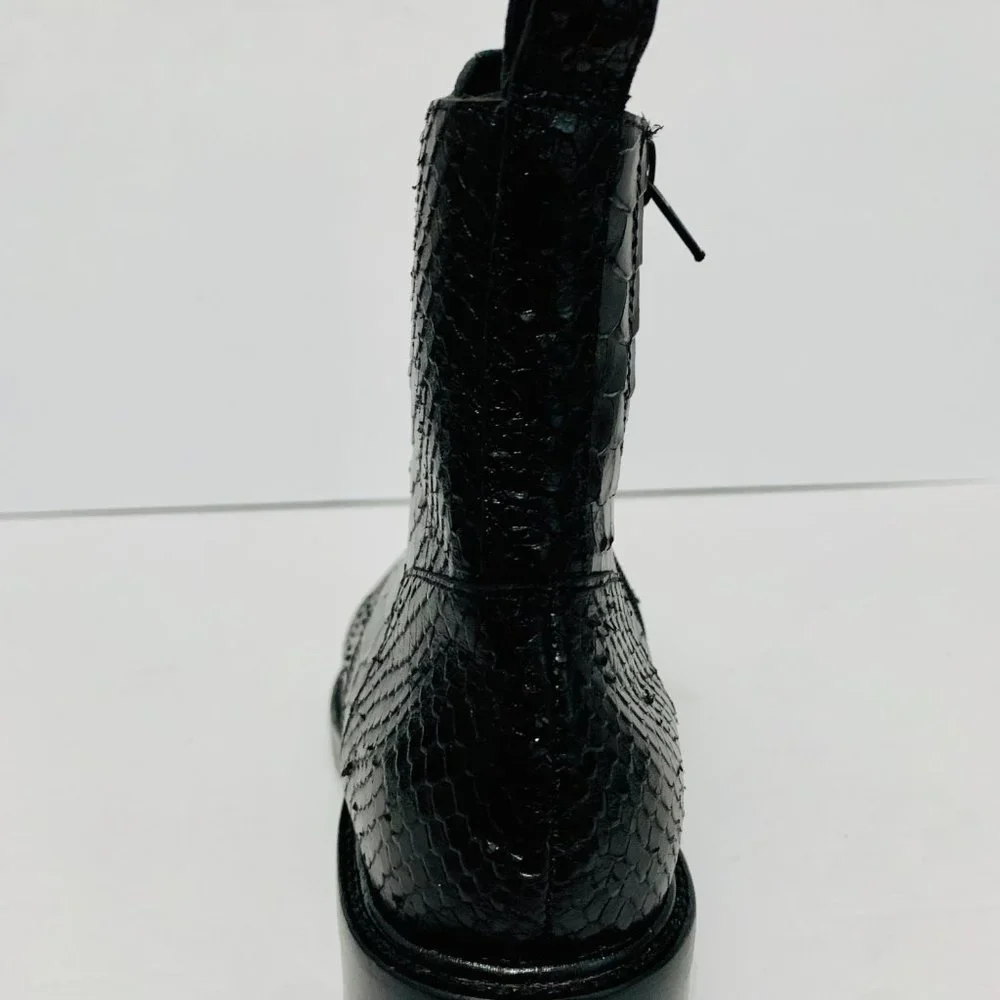 JEFFREY CAMPBELL LEATHER SNAKESKIN EMBOSSED ANKLE BOOTIE BOOTS NWOT - Picture 9 of 11